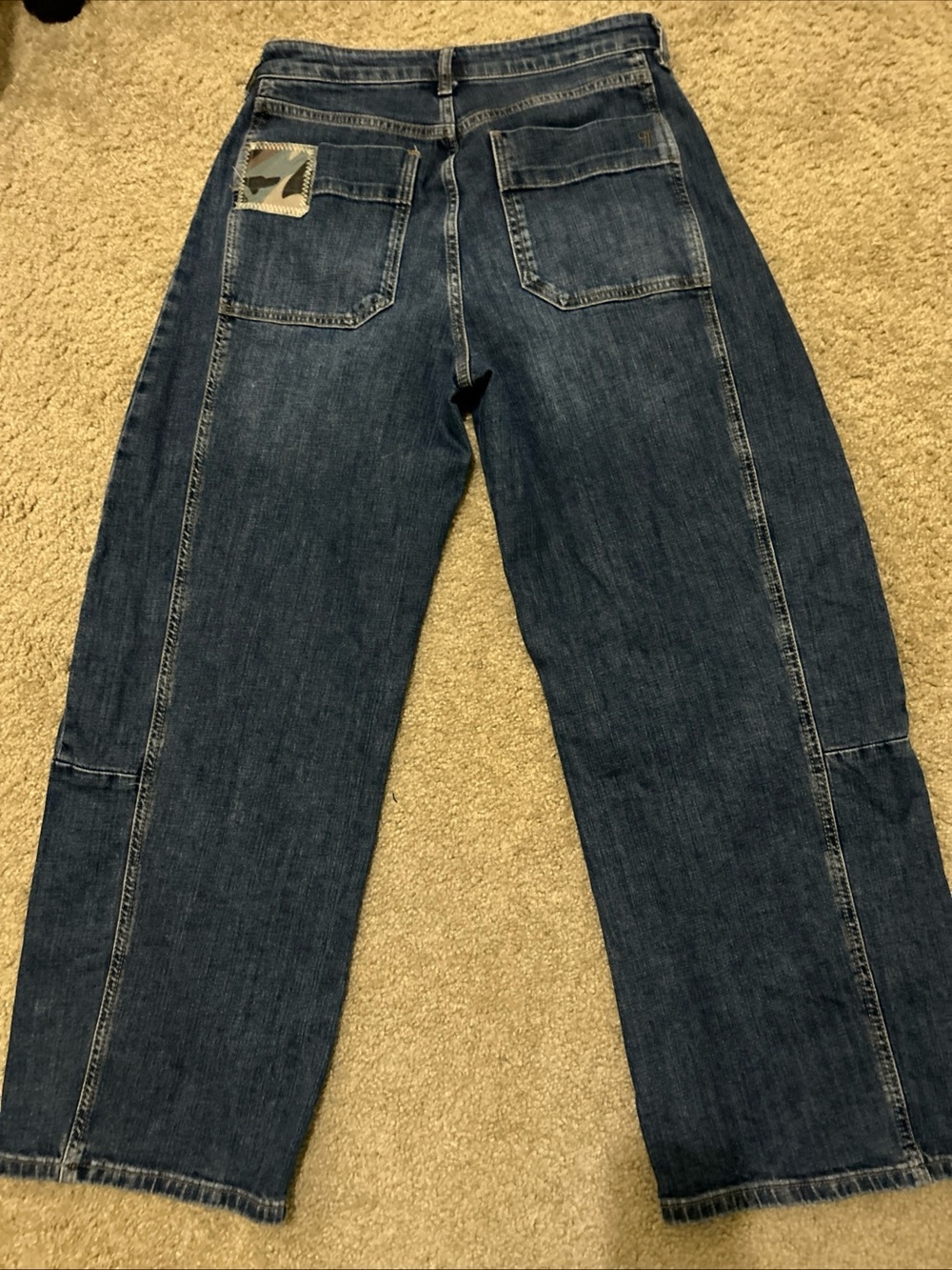 Anthropologie Pilcro Heritage Curve Barrel Jeans Camo Patchwork 27 T - Picture 9 of 11